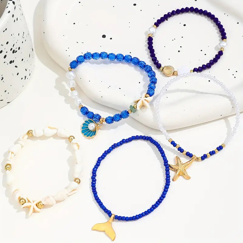 Blått Snäck Armband Set | Tillsammans Mot Diabetes
