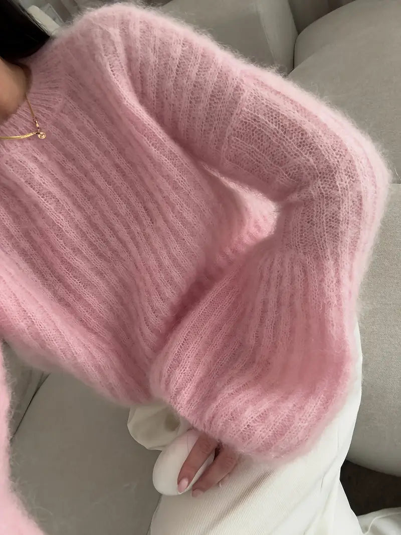 Ribbad Lanternärmad Sweater | Tillsammans mot Bröstcancer