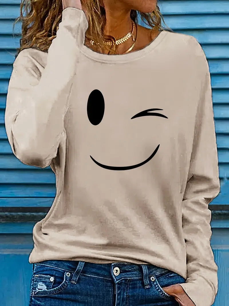 Nolia™ - Avslappnad Smiley Sweatshirt