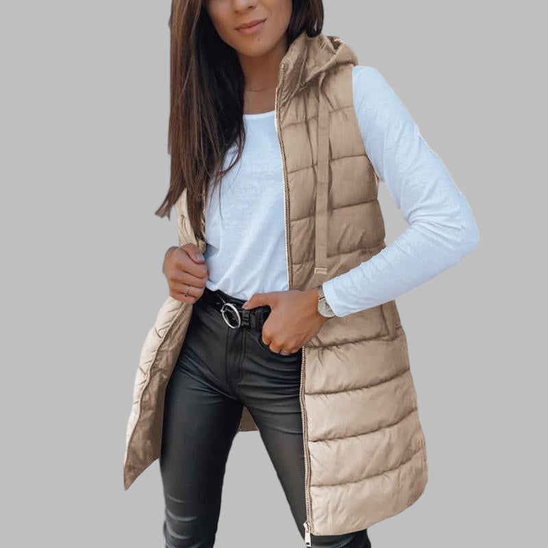 Isla™ - Ärmellös Hooded Lång Puffväst