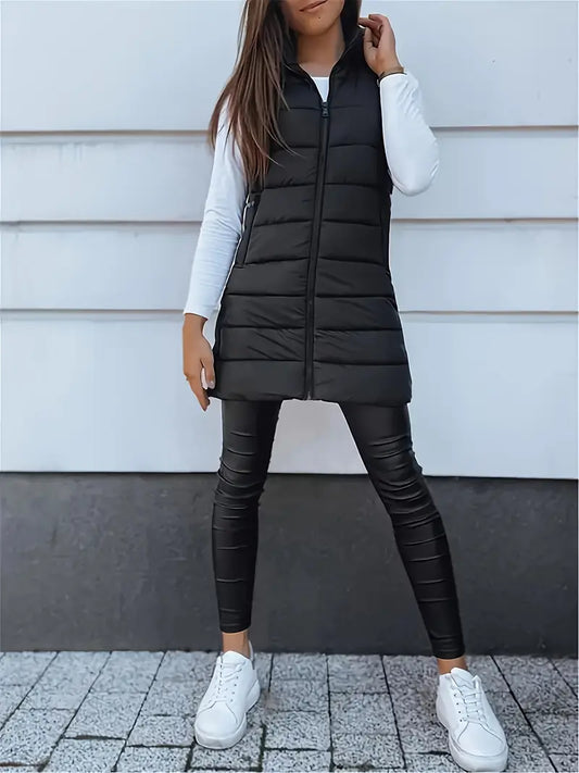 Isla™ - Ärmellös Hooded Lång Puffväst