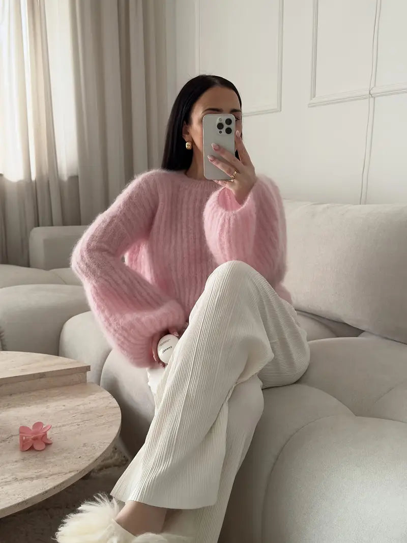 Ribbad Lanternärmad Sweater | Tillsammans mot Bröstcancer