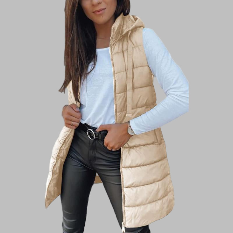 Isla™ - Ärmellös Hooded Lång Puffväst