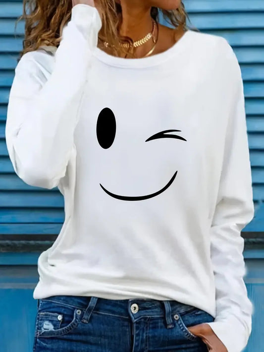 Nolia™ - Avslappnad Smiley Sweatshirt