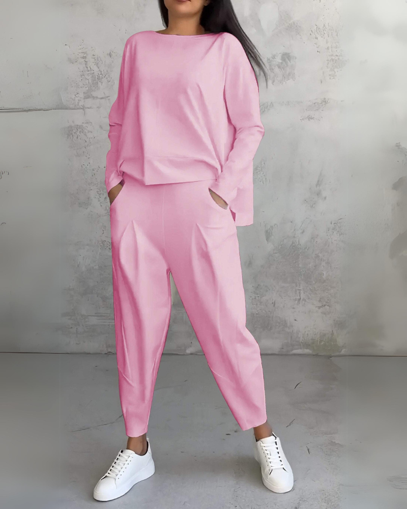 Amanda™ - Långärmad Tröja Tvådelat Set