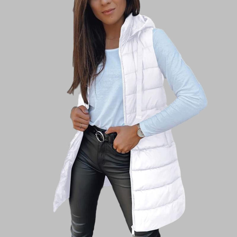 Isla™ - Ärmellös Hooded Lång Puffväst