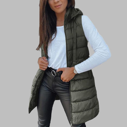 Isla™ - Ärmellös Hooded Lång Puffväst