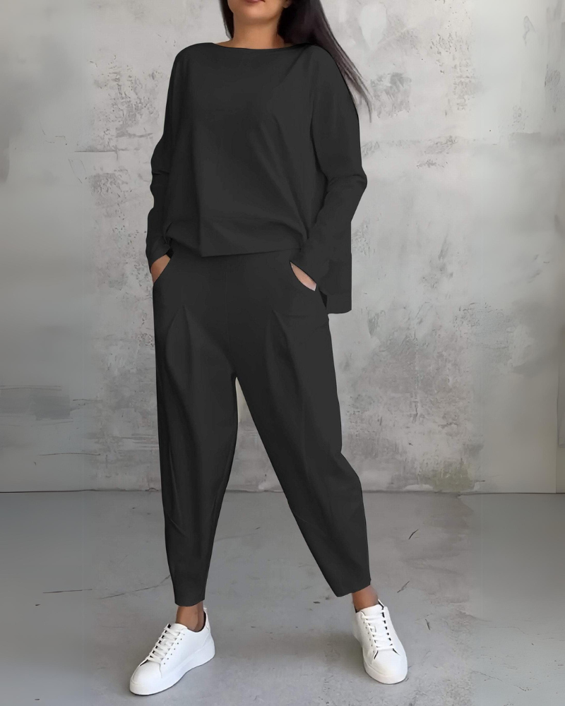 Amanda™ - Långärmad Tröja Tvådelat Set