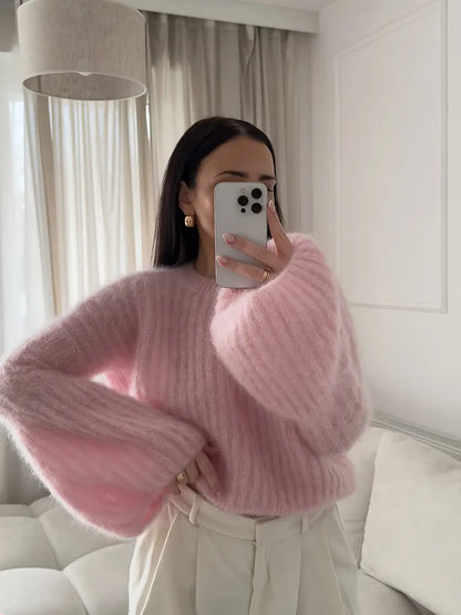 Ribbad Lanternärmad Sweater | Tillsammans mot Bröstcancer