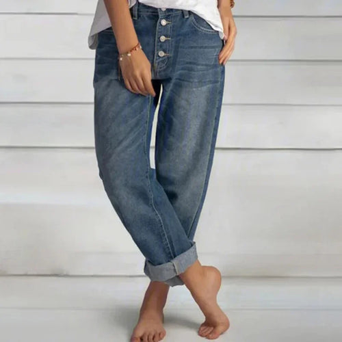 Wrona™ - Stilfulla Jeans med Lös Passform och Hög Midja