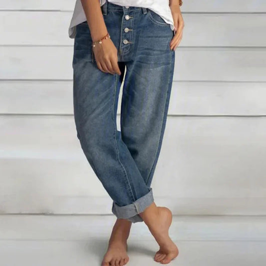 Wrona™ - Stilfulla Jeans med Lös Passform och Hög Midja
