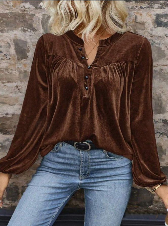 Briarrose™ - Klassisk Sammet Blus