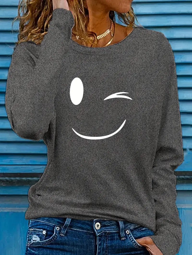Nolia™ - Avslappnad Smiley Sweatshirt