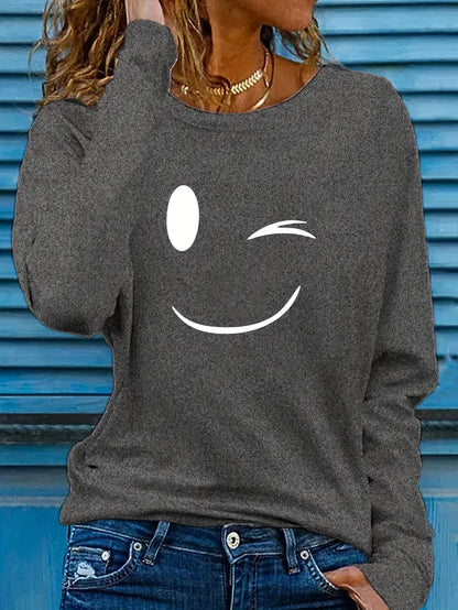 Nolia™ - Avslappnad Smiley Sweatshirt