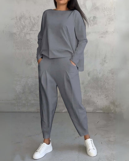 Amanda™ - Långärmad Tröja Tvådelat Set