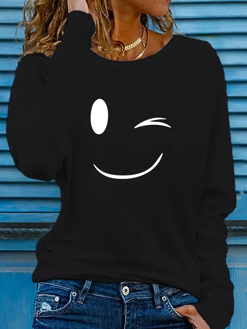 Nolia™ - Avslappnad Smiley Sweatshirt