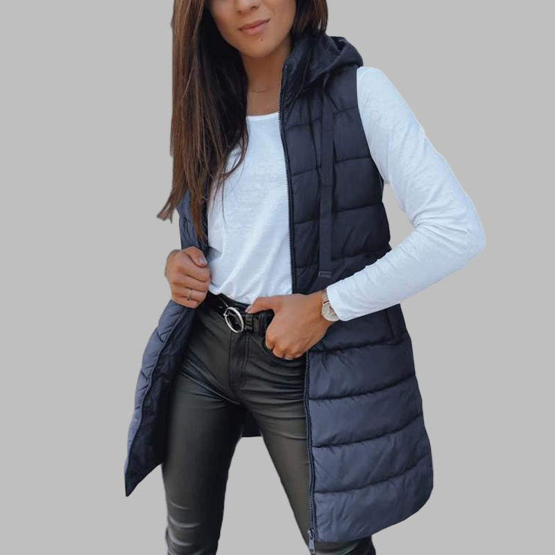 Isla™ - Ärmellös Hooded Lång Puffväst
